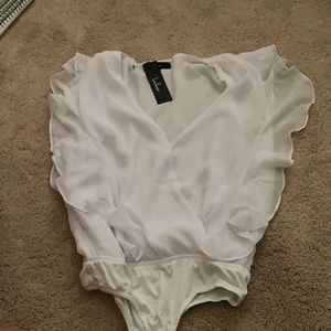 white body suit with ruffles !!! medium size